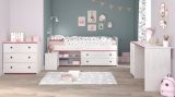 Parisot Kinder- und Jugendzimmer Smoozy37 in wei� Kiefer mit blau oder pink Komplett-Set 4-teilig