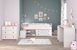 Parisot Kinder- und Jugendzimmer Smoozy37 in wei� Kiefer mit blau oder pink Komplett-Set 4-teilig