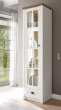 Vitrine Seyne in wei� Pinie und Eiche hell Landhaus Vitrinenschrank 50 x 198 cm