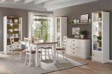 Vitrine Seyne in wei� Pinie und Eiche hell Landhaus Vitrinenschrank 50 x 198 cm