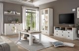 Vitrine Seyne in wei� Pinie und Eiche hell Landhaus Vitrinenschrank 90 x 198 cm