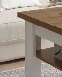 Couchtisch Seyne in wei� Pinie und Eiche hell Landhaus Beistelltisch 120 x 60 cm