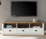 TV-Lowboard Seyne in wei� Pinie und Eiche hell Landhaus TV Unterteil 160 x 47 cm