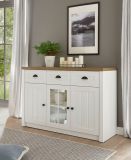 Sideboard Seyne in wei� Pinie und Eiche hell Landhaus Kommode 130 x 86 cm