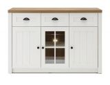 Sideboard Seyne in wei� Pinie und Eiche hell Landhaus Kommode 130 x 86 cm