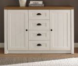 Sideboard Seyne in wei� Pinie und Eiche hell Landhaus Kommode 130 x 88 cm