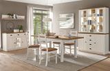 Esstisch Seyne in wei� Pinie und Eiche hell Landhaus K�chentisch ausziehbar 160 - 200 x 90 cm