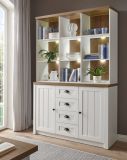 Buffetschrank Seyne in wei� Pinie und Eiche hell Landhaus Buffet 130 x 198 cm