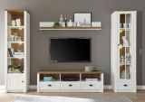 Wohnwand Seyne in wei� Pinie und Eiche hell Landhaus Wohnkombination 4-teilig 300 x 198 cm
