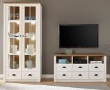 Wohnwand Seyne in wei� Pinie und Eiche hell Landhaus Wohnkombination 2-teilig 240 x 198 cm
