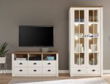 Wohnwand Seyne in wei� Pinie und Eiche hell Landhaus Wohnkombination 2-teilig 240 x 198 cm