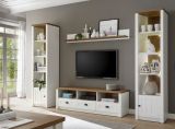 Wohnwand Seyne in wei� Pinie und Eiche hell Landhaus Wohnkombination 4-teilig 300 x 198 cm