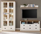 Wohnwand Seyne in wei� Pinie und Eiche hell Landhaus Wohnkombination 3-teilig 240 x 198 cm