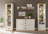 Wohnwand Seyne in wei� Pinie und Eiche hell Landhaus Wohnkombination 4-teilig 270 x 198 cm