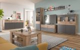 Sideboard Tomaso in Nox Eiche und Basalt Grau, 4-t�rige Kommode 200 x 91 cm mit Soft-Close