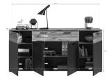 Sideboard Tomaso in Nox Eiche und Basalt Grau, 4-t�rige Kommode 200 x 91 cm mit Soft-Close