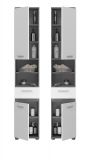Badezimmer Hochschrank Bailey in wei� Hochglanz und Rauchsilber grau Badschrank 35 x 191 cm