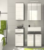 Badezimmer H�ngeschrank Bailey in wei� Hochglanz und Rauchsilber grau Badschrank 35 x 77 cm