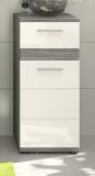 Badezimmer Kommode Bailey in wei� Hochglanz und Rauchsilber grau Badschrank 35 x 79 cm