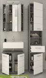 Badm�bel Set 3-teilig Bailey in wei� Hochglanz und Rauchsilber grau Badkombination 114 x 191 cm