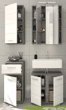 Badm�bel Set 4-teilig Bailey in wei� Hochglanz und Rauchsilber grau Badkombination 114 x 191 cm