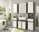 Badm�bel Set 2-teilig Bailey in wei� Hochglanz und Rauchsilber grau Badkombination Breite 60 cm