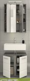 Badm�bel Set 2-teilig Bailey in wei� Hochglanz und Rauchsilber grau Badkombination Breite 60 cm