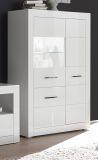 Vitrine Carrara in wei� Hochglanz Wohn- und Esszimmer Vitrinenschrank halbhoch 100 x 142 cm