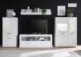 Vitrine Carrara in wei� Hochglanz Wohn- und Esszimmer Vitrinenschrank halbhoch 100 x 142 cm