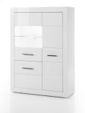 Vitrine Carrara in wei� Hochglanz Wohn- und Esszimmer Vitrinenschrank halbhoch 100 x 142 cm