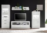Vitrine Carrara in wei� Hochglanz Wohn- und Esszimmer Vitrinenschrank halbhoch 65 x 142 cm