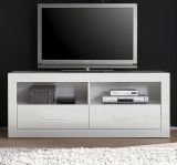 TV-Lowboard Carrara in wei� Hochglanz TV Unterteil in Komforth�he auf Rollen 150 x 61 cm