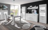 Wohnwand Carrara in wei� Hochglanz Wohnkombination 4-teilig 335 x 198 cm