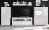 Wohnwand Carrara in wei� Hochglanz Wohnkombination 4-teilig 335 x 170 cm
