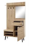 Garderobe Set 3-teilig Ronson in Artisan Eiche und schwarz Garderobenkombination skandinavisch 232 x 200 cm