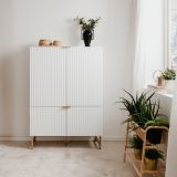 Highboard Hawick in wei� matt mit 3D-Wellenstruktur Wohn- und Esszimmer Anrichte 100 x 142 cm