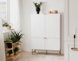 Highboard Hawick in wei� matt mit 3D-Wellenstruktur Wohn- und Esszimmer Anrichte 100 x 142 cm