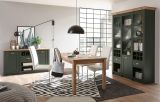 Regal Norwich in gr�n und Wotan Eiche Landhaus Regalschrank mit Weinregal 68 x 207 cm