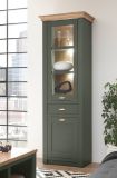 Vitrine Norwich in gr�n und Wotan Eiche Landhaus Vitrinenschrank 68 x 207 cm