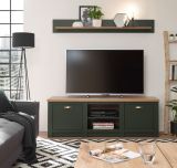 TV-Lowboard Norwich in gr�n und Wotan Eiche Landhaus TV Unterteil 152 x 51 cm