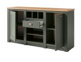 Sideboard Norwich in gr�n und Wotan Eiche Landhaus Kommode mit Weinregal 145 x 83 cm