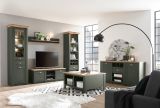 Couchtisch Norwich in gr�n und Wotan Eiche Landhaus Beistelltisch mit Truhe und Ablage 93 x 93 cm quadratisch