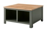 Couchtisch Norwich in gr�n und Wotan Eiche Landhaus Beistelltisch mit Truhe und Ablage 93 x 93 cm quadratisch