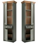 Wohnwand Norwich in gr�n und Wotan Eiche Landhaus Wohnkombination 4-teilig 308 x 207 cm