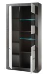 Vitrine Briard in wei� Hochglanz und grau Stone Wohn- und Esszimmer Vitrinenschrank 100 x 198 cm