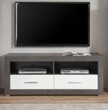 TV-Lowboard Briard in wei� Hochglanz und grau Stone TV Unterteil mit Komforth�he 150 x 61 cm