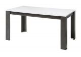 Esstisch Briard in wei� Hochglanz und grau Stone K�chentisch ausziehbar mit Einlegeplatte 158 - 200 x 88 cm