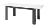 Esstisch Briard in wei� Hochglanz und grau Stone K�chentisch ausziehbar mit Einlegeplatte 158 - 200 x 88 cm