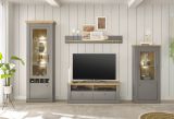 Vitrine Rideau in grau und Artisan Eiche Landhaus Vitrinenschrank 71 x 201 cm