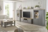 Vitrine Rideau in grau und Artisan Eiche Landhaus Vitrinenschrank 68 x 142 cm
